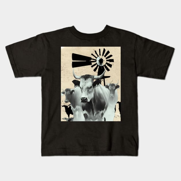 Grunge Farmstyle - Nguni Cattle Kids T-Shirt by Wayne's Business Art